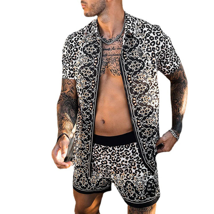 Herren Tropical Print Casual Kurzes Set Aliams
