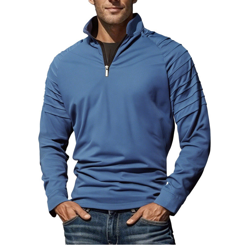 Herren Sportpullover mit stylischen Ripp-Details und halbem Reißverschluss Aliams
