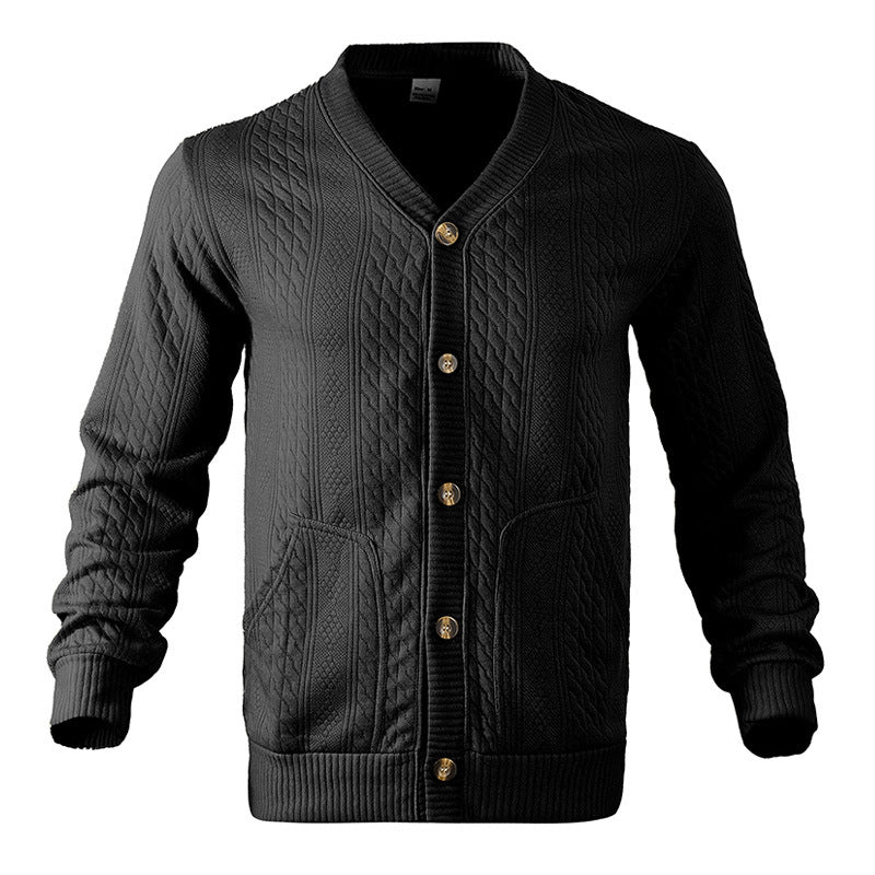 Herren Strickjacke mit V-Ausschnitt und praktischen Taschen Aliams