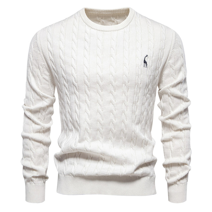 Herren Strickpullover mit Zopfmuster und Rundhalsausschnitt Aliams