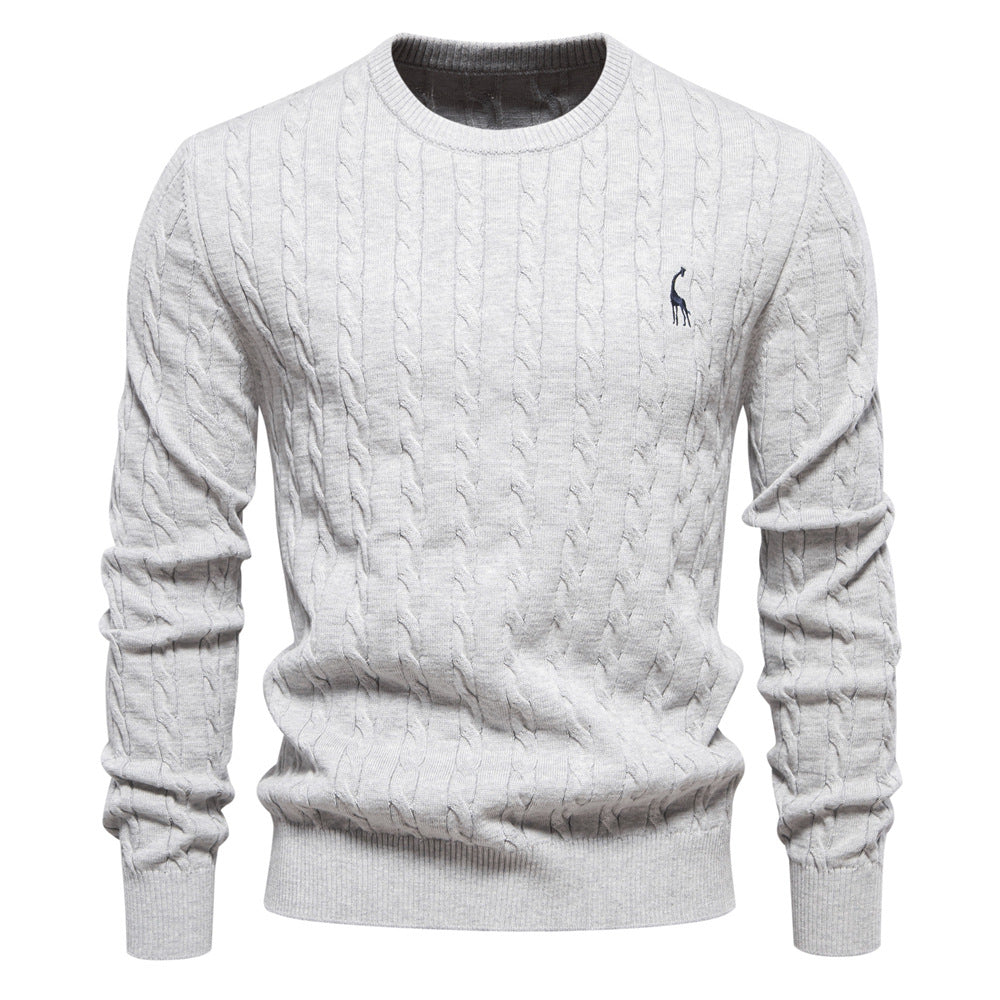 Herren Strickpullover mit Zopfmuster und Rundhalsausschnitt Aliams