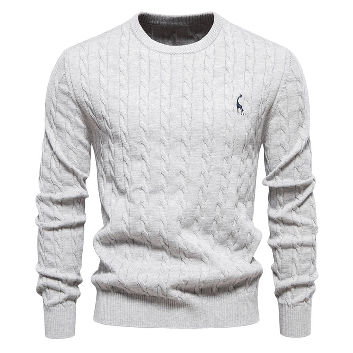 Herren Strickpullover mit Zopfmuster und Rundhalsausschnitt Aliams