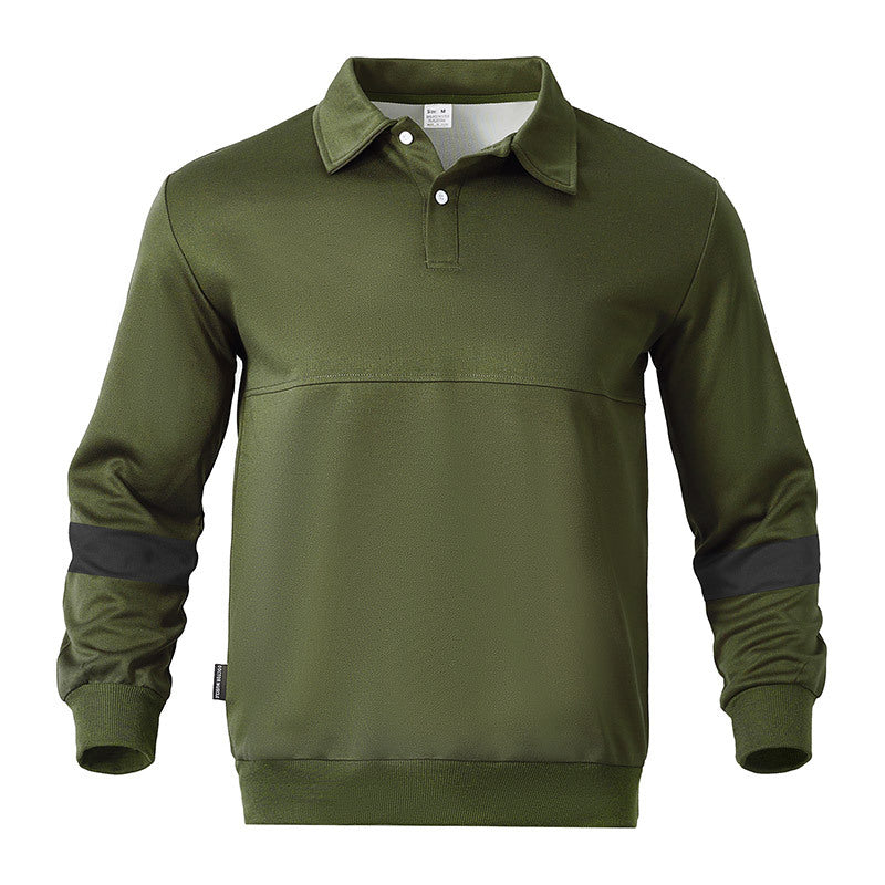 Herren sportlicher Langarm-Polo mit modernem Design und Kontrastärmel Aliams