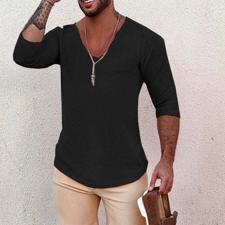 Herren V-Ausschnitt Shirt mit innovativem Strukturdesign Aliams
