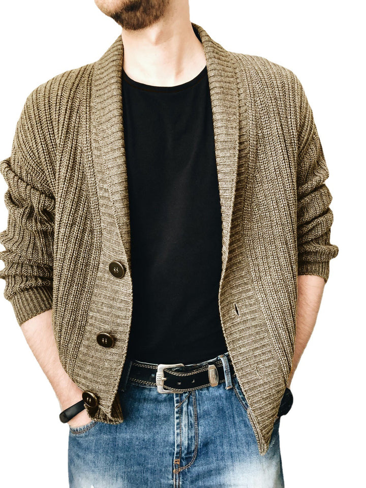 Herren Strickjacke mit modischem Schalkragen und praktischen Knöpfen Aliams
