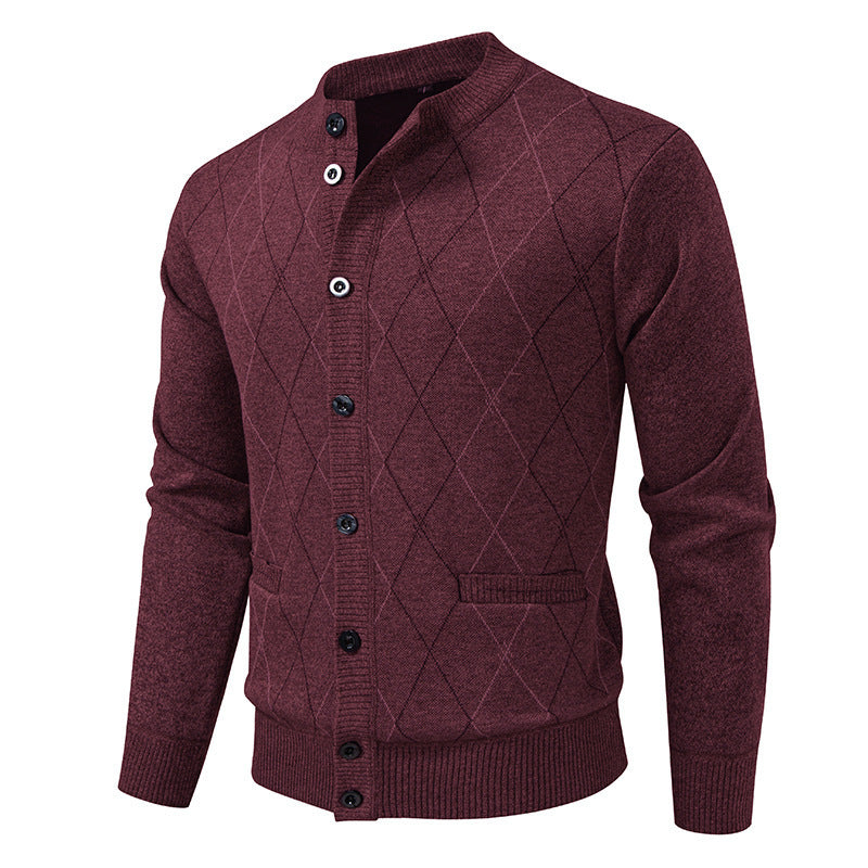 Herren Strickjacke mit modernen Rautenmustern und praktischen Taschen Aliams