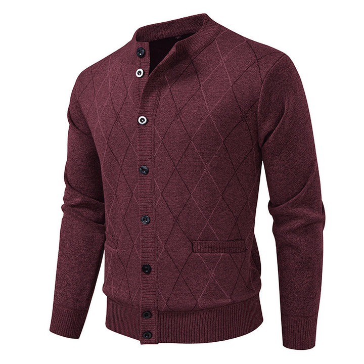 Herren Strickjacke mit modernen Rautenmustern und praktischen Taschen Aliams