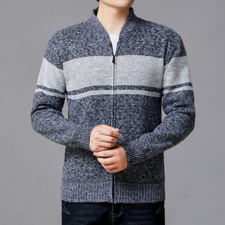 Herren Strickjacke mit modernem Zipper und strukturiertem Design Aliams