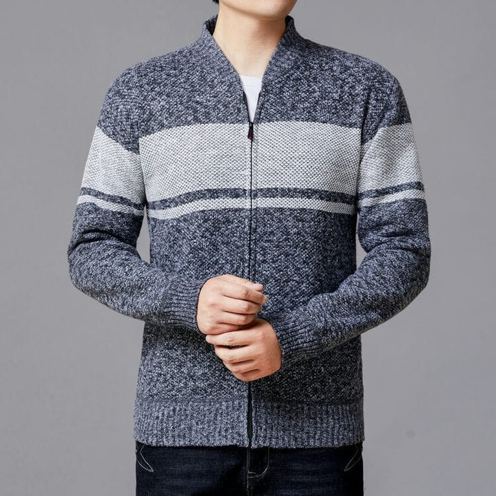 Herren Strickjacke mit modernem Zipper und strukturiertem Design Aliams