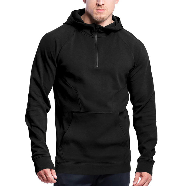 Herren Sportlicher Kapuzenpullover mit praktischer Halbreißverschluss und seitlichen Taschen Aliams