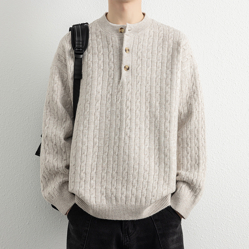 Herren Strickpullover mit Knopfdetails und strukturierter Oberfläche Aliams