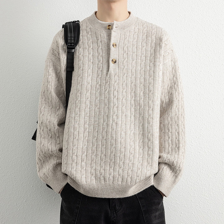Herren Strickpullover mit Knopfdetails und strukturierter Oberfläche Aliams