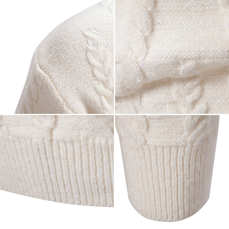 Herren Strickpullover mit klassischem Zopfdesign und hohem Kragen Aliams