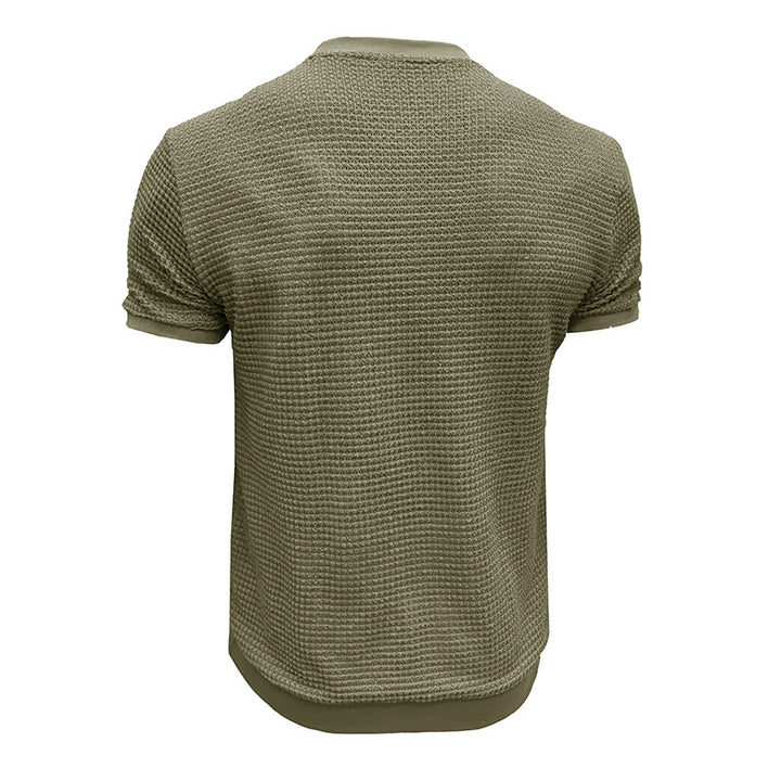 Herren Strukturiertes Kurzarm-T-Shirt aus atmungsaktivem Baumwollmix mit Rundhalsausschnitt Aliams