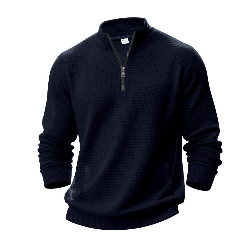 Herren Strukturierter Sweatpullover mit halbem Reißverschluss Aliams