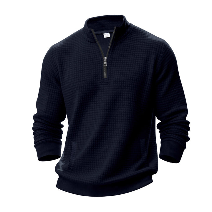 Herren Strukturierter Sweatpullover mit halbem Reißverschluss Aliams