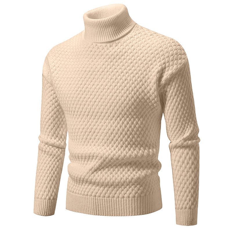 Herren Strickpullover mit hohem Kragen und strukturierter Oberfläche Aliams