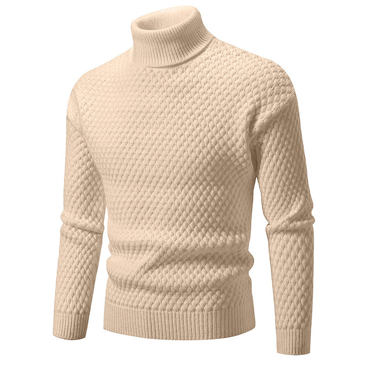 Herren Strickpullover mit hohem Kragen und strukturierter Oberfläche Aliams