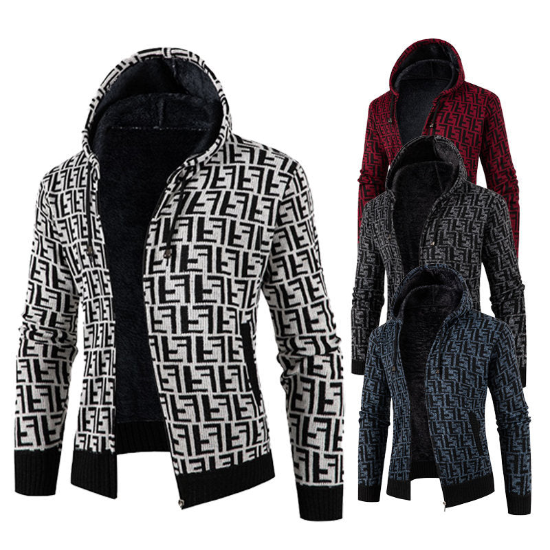 Herren Strickjacke mit modernem Zopfmuster und kuscheligem Innenfutter Aliams