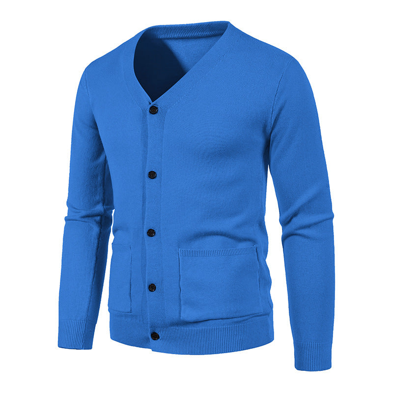 Herren Strickjacke mit V-Ausschnitt und praktischen Taschen Aliams