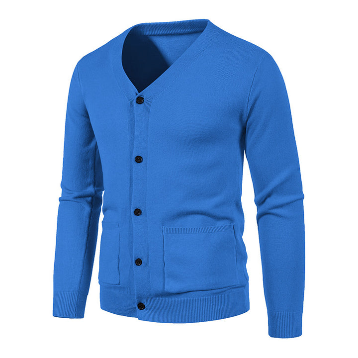 Herren Strickjacke mit V-Ausschnitt und praktischen Taschen Aliams