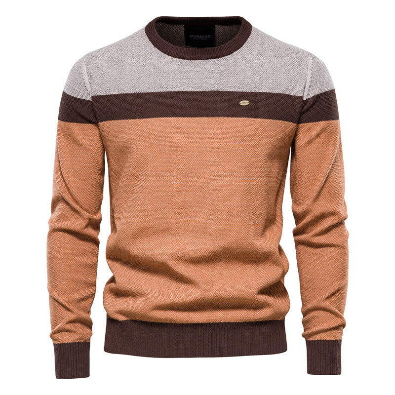 Herren Strickpullover mit modernem Farbblockdesign und feiner Struktur Aliams