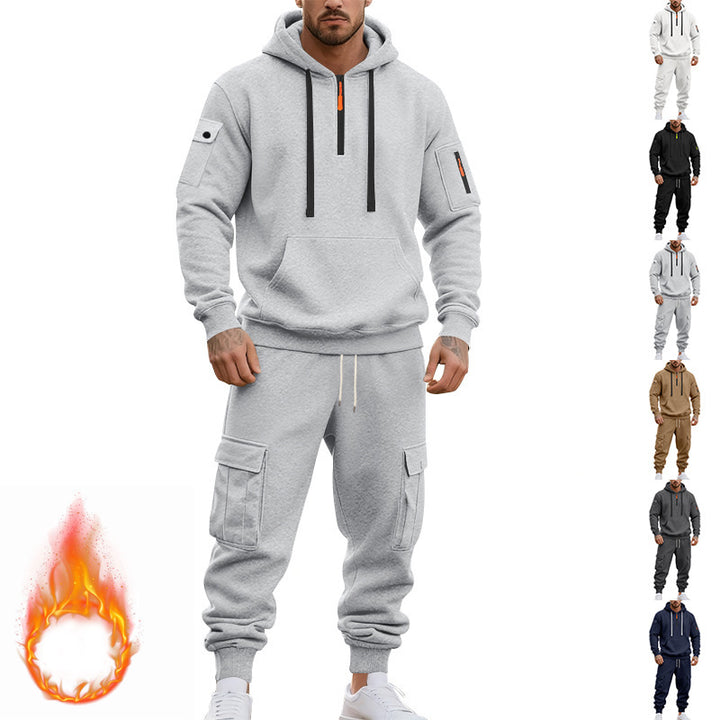 Herren stylischer Hoodie- und Cargo-Jogginganzug mit funktionalen Taschen Aliams