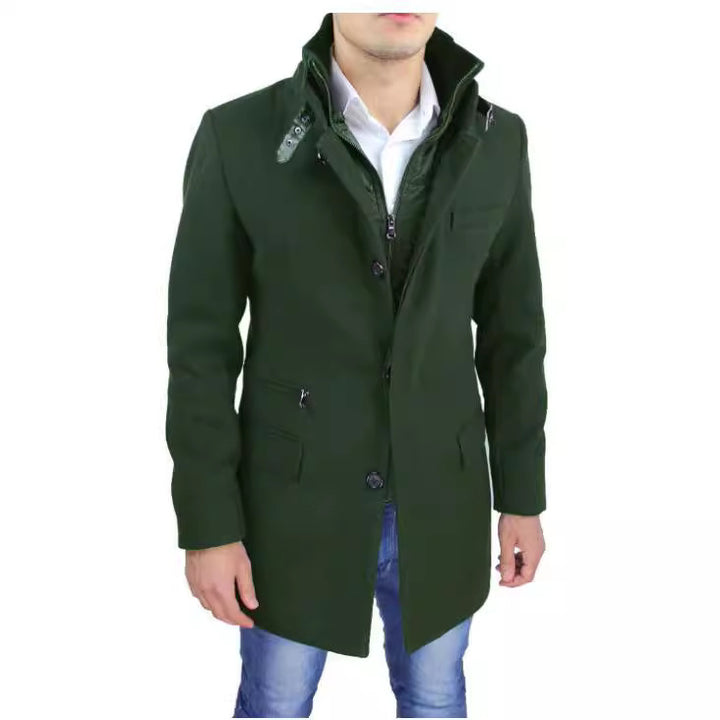 Herren stylischer und funktioneller Übergangs-Mantel mit abnehmbarer Innenjacke Aliams