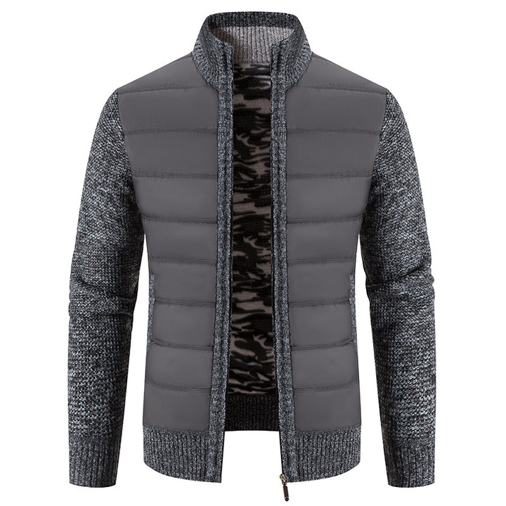 Herren Steppjacke mit hybridem Strickdesign und hohem Kragen Aliams