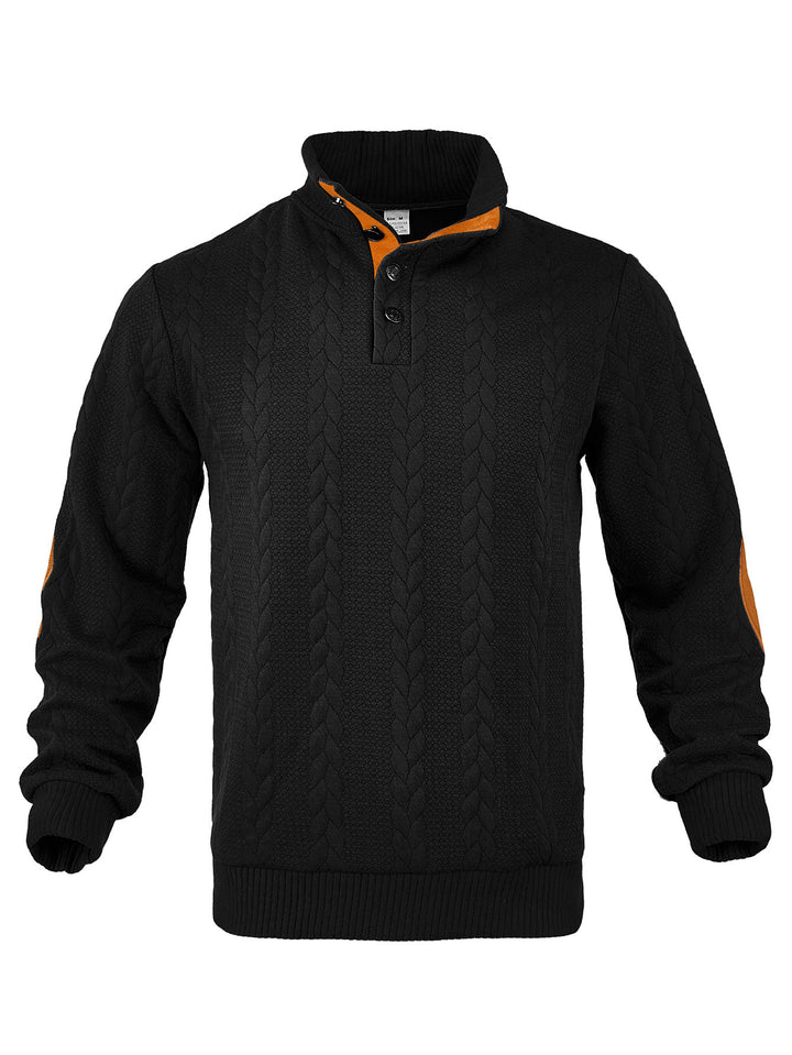 Herren Strickpullover mit hohem Kragen und strukturierter Oberfläche Aliams