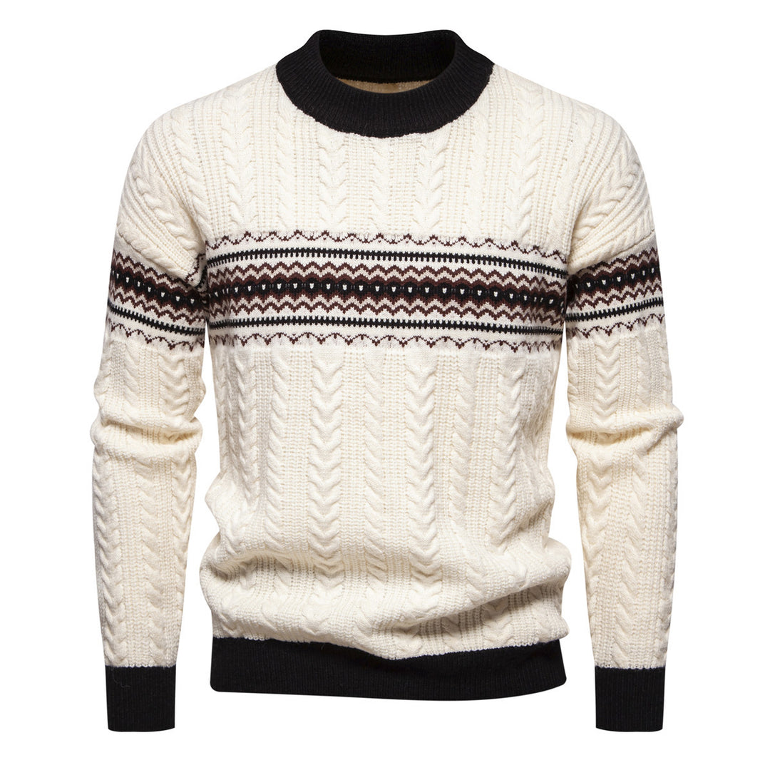 Herren Strickpullover mit innovativem Zopfmuster und stilvollen Akzenten Aliams