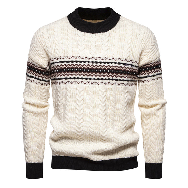 Herren Strickpullover mit innovativem Zopfmuster und stilvollen Akzenten Aliams