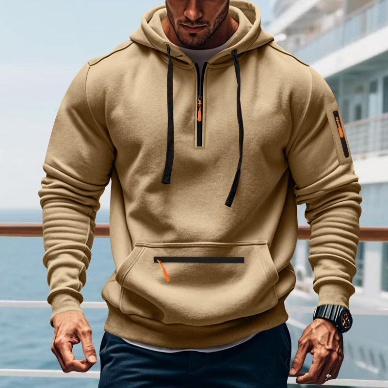 Herren sportlicher Kapuzenpullover mit Reißverschluss und praktischen Taschen Aliams