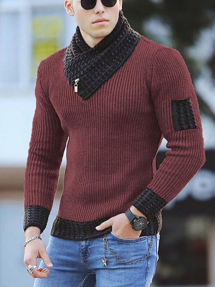 Herren Strickpullover mit modernem Kragen und Reißverschluss Aliams