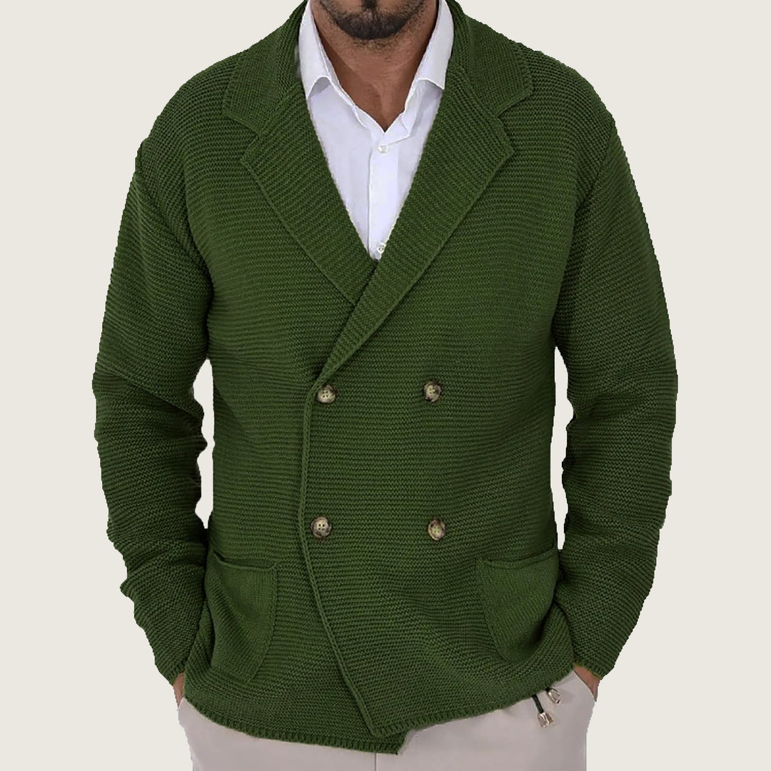 Herren Strickjacke mit modischem Schalkragen und dekorativen Knöpfen Aliams