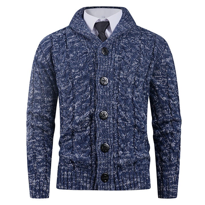 Herren Strickjacke mit Zopfmuster und schickem Schalkragen Aliams