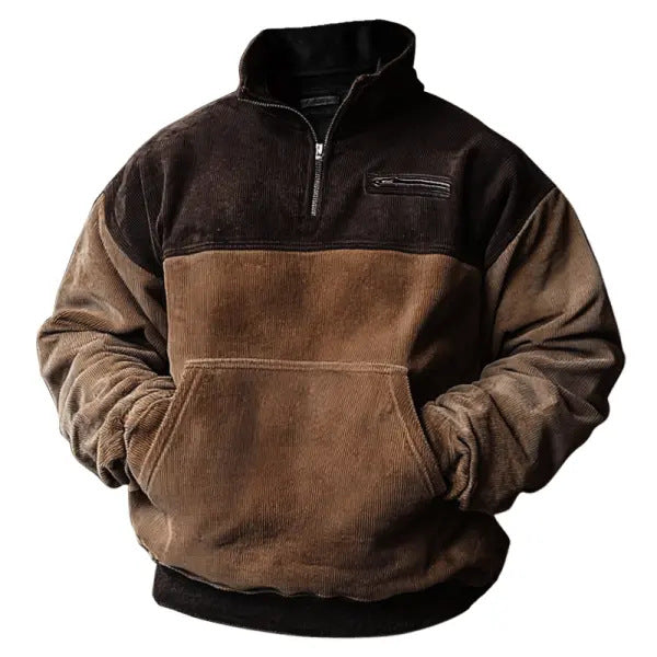 Herren Stepppullover mit hochwertigem Kragen und praktischer Tasche Aliams