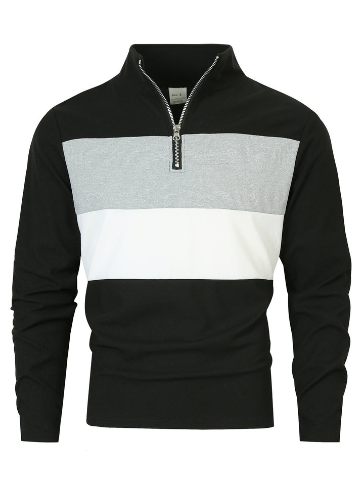 Herren Zip-Pullover mit modischem Farbschnitt und komfortablem Style Aliams