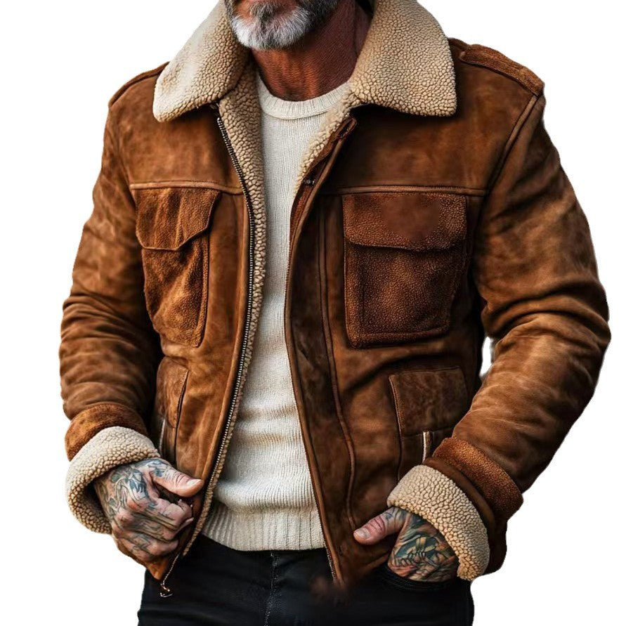 Herren Übergangsjacke mit Lammfellkragen Aliams