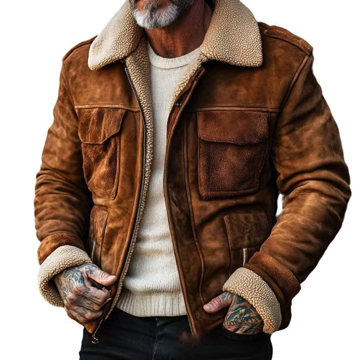 Herren Übergangsjacke mit Lammfellkragen Aliams