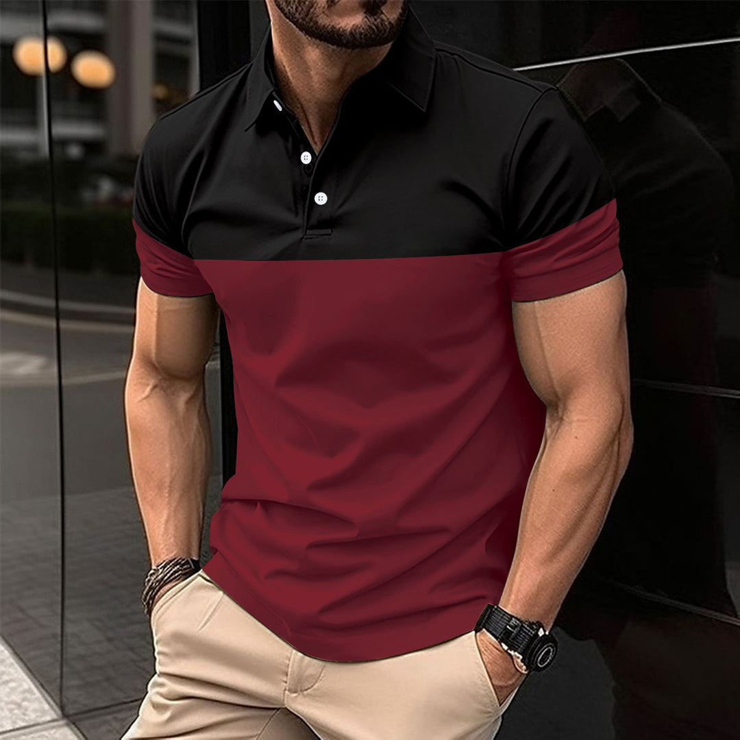 Herren sportliches Kurzarm-Polo mit modernem Farbblockdesign Aliams