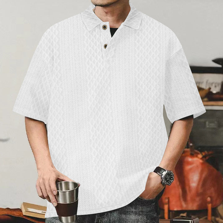 Herren Trendiges Kurzarmhemd mit strukturiertem Design und Knopfleiste Aliams