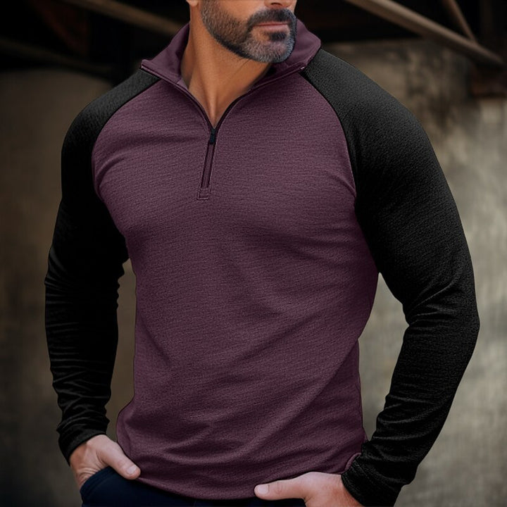 Herren Sportlicher Langarmpullover mit halbem Reißverschluss und ergonomischem Schnitt Aliams