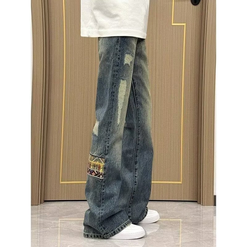 Herren trendige Jeans im lässigen Bootcut-Stil mit einzigartigen Applikationen Aliams