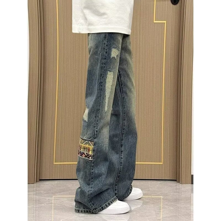 Herren trendige Jeans im lässigen Bootcut-Stil mit einzigartigen Applikationen Aliams