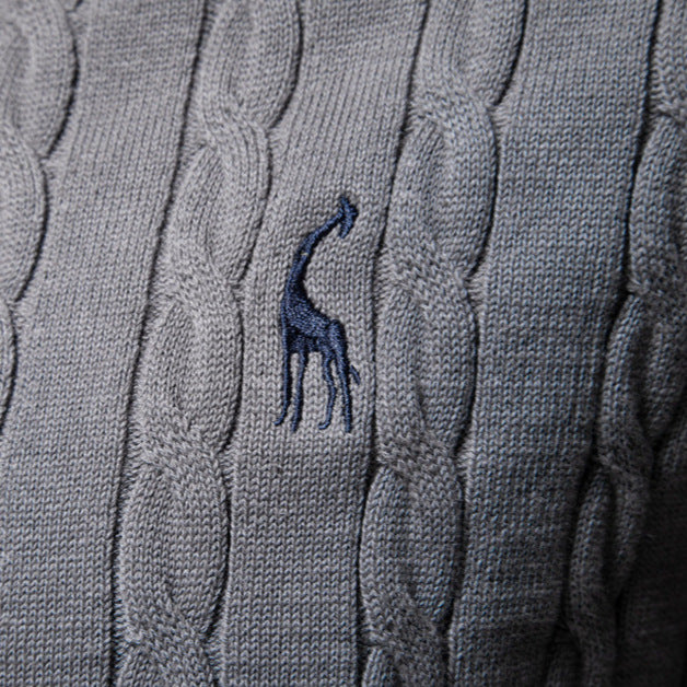 Herren Strickpullover mit Zopfmuster und Rundhalsausschnitt Aliams
