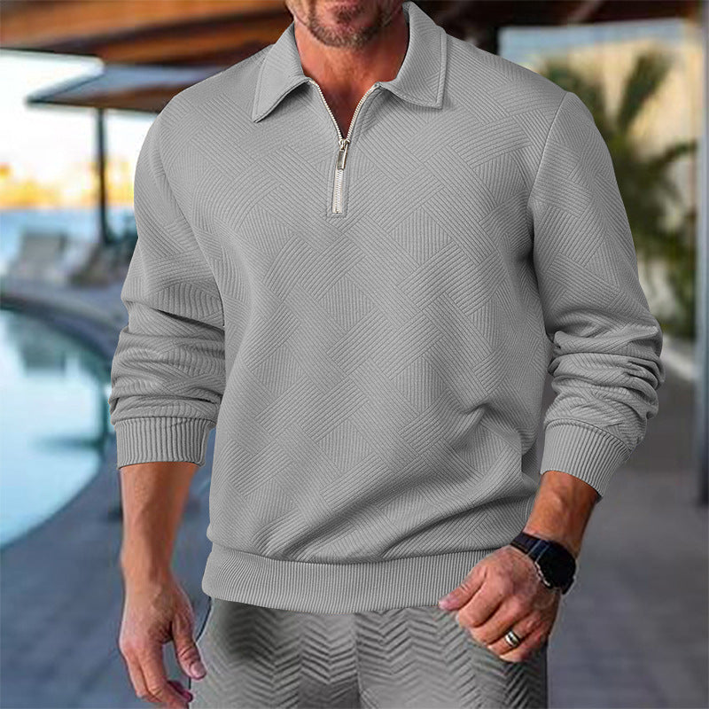 Herren Strickpullover mit kurzer Reißverschlussfront und strukturiertem Design Aliams