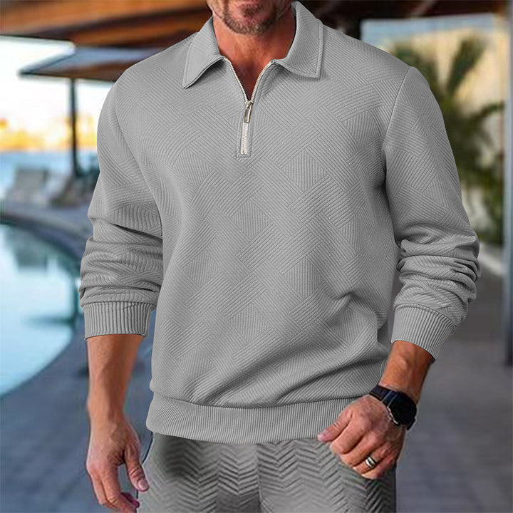 Herren Strickpullover mit kurzer Reißverschlussfront und strukturiertem Design Aliams
