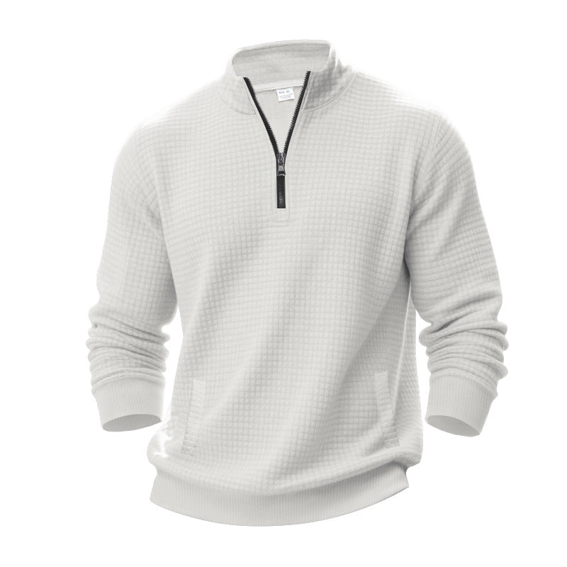 Herren Strukturierter Sweatpullover mit halbem Reißverschluss Aliams