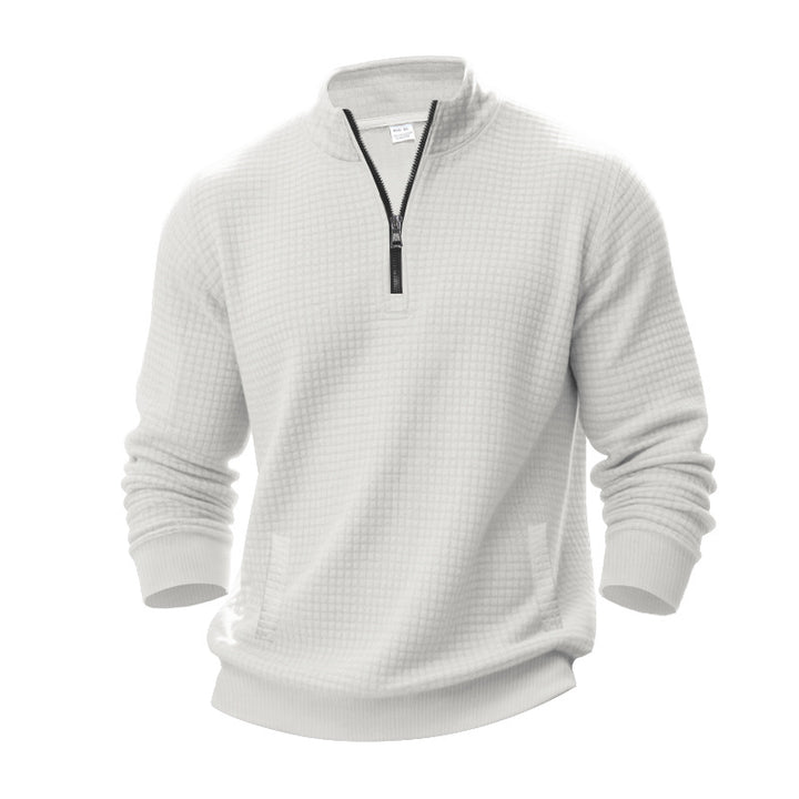 Herren Strukturierter Sweatpullover mit halbem Reißverschluss Aliams